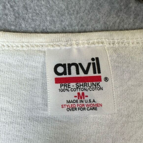 Anvil Womens Medium Nautical Theme Pullover Top White Embroidered Shirt Sleeve - Picture 4 of 6